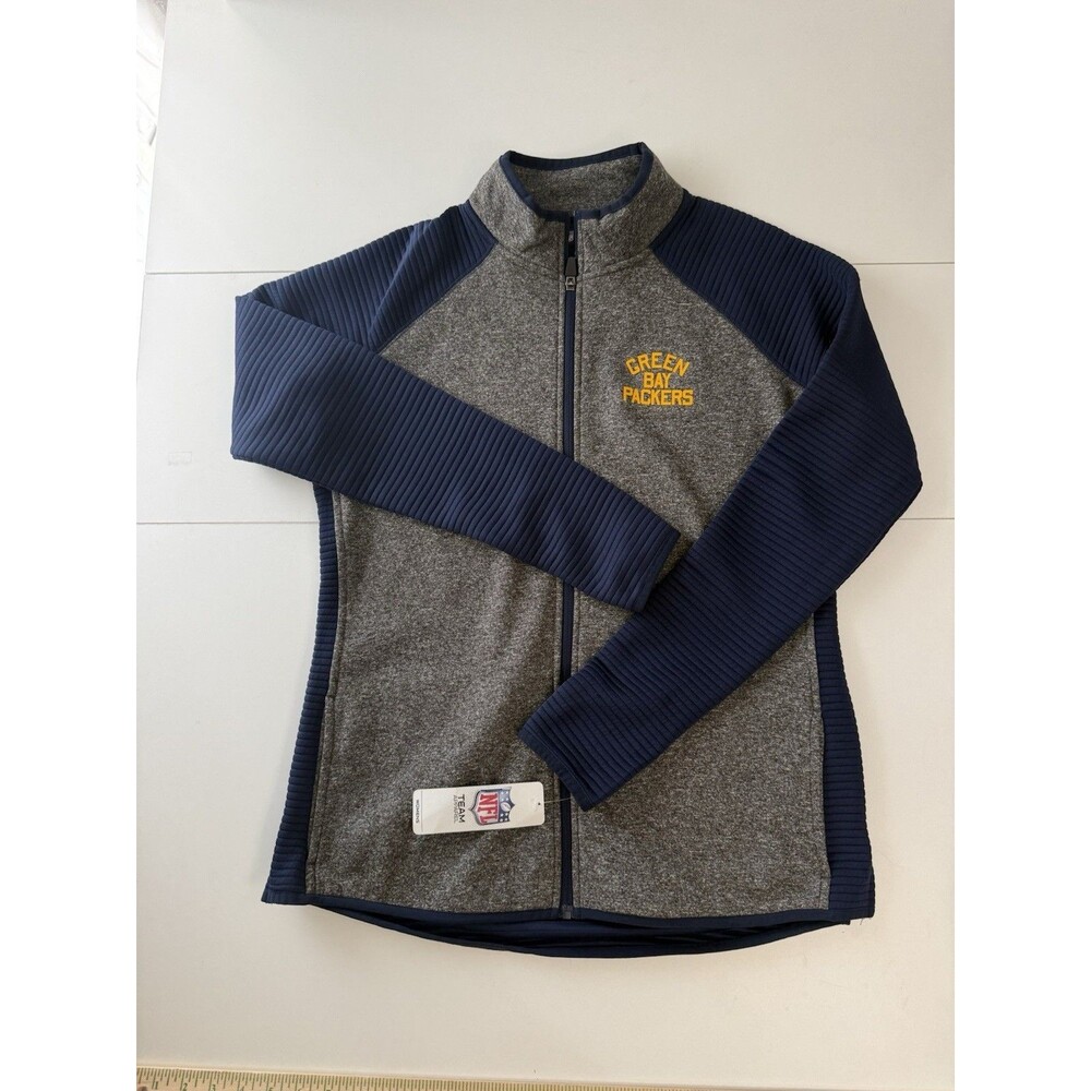 NFL TEAM APPAREL Green Bay Packers Women's Quarter-Zip. Size Medium. Navy